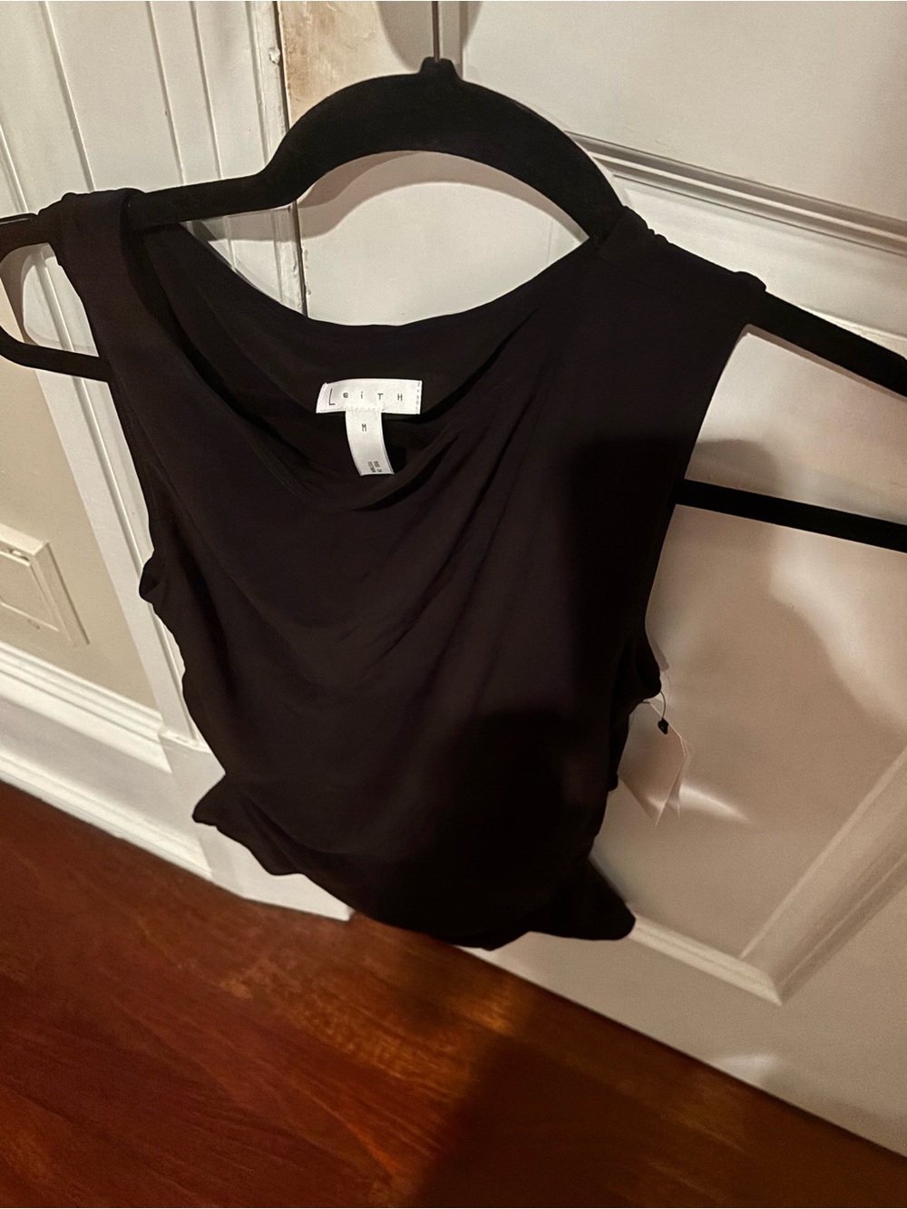 Leith Black Draped Tank Top